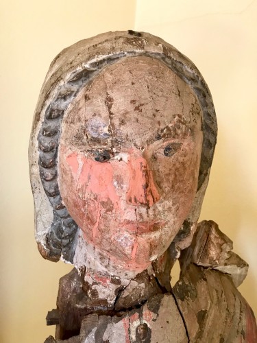 Grande Madone en bois polychrome, Italie XIVe siècle - Moyen Âge